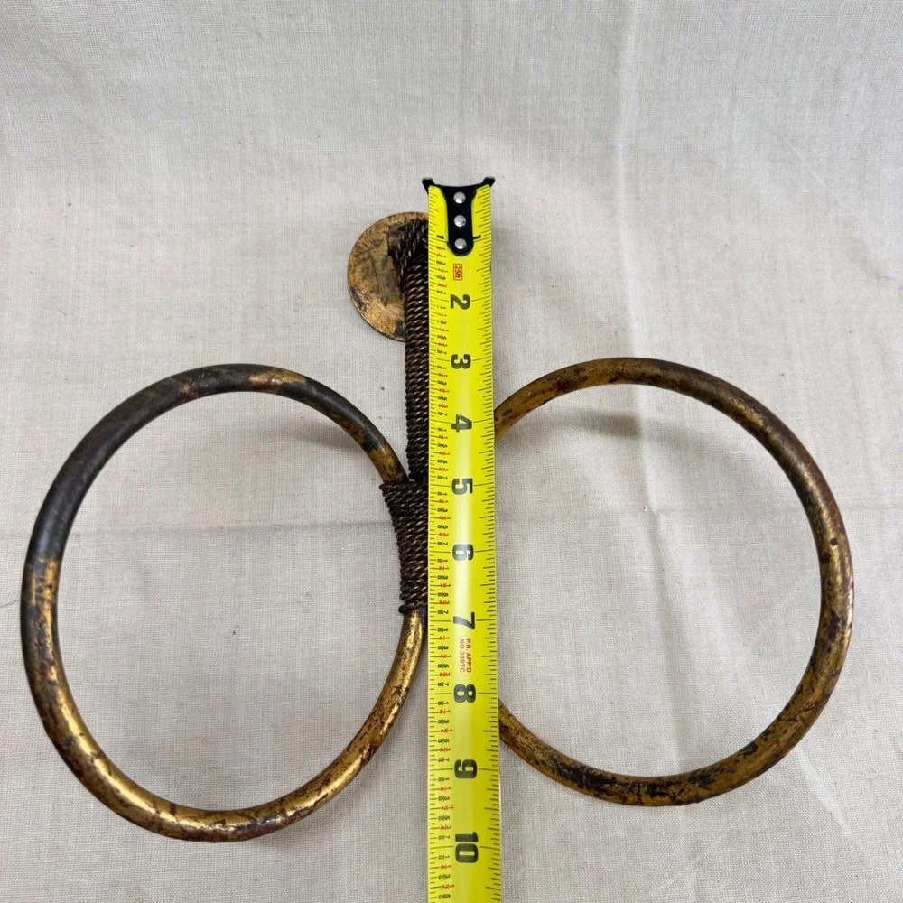 Vintage Brass Double Towel Ring Wall Holder Anthropologie Style Bathroom Decor